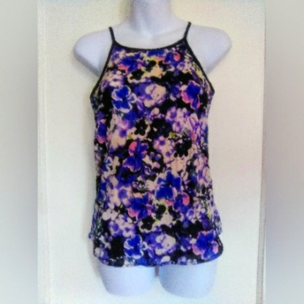 JAPNA LADIES' LAVENDER FLORAL PATTERN HALTER TOP